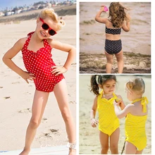 2-12 Years Children Girls Swimsuit Two Pieces Bikini Set Polka-dot Swimwear Bathing Suits 2019 New Summer Bathing Suit child swimming girls swimsuit children long sleeve two pieces swimwear cute heart printed smile face bathing suits bikinis set