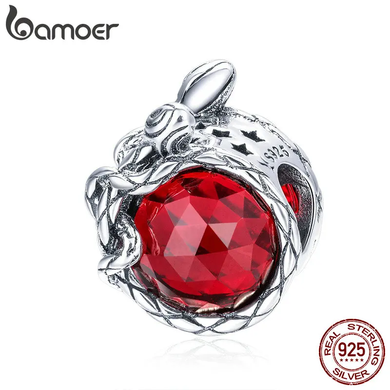 Браслеты BAMOER из натуральной 925 пробы серебряные розовые красные кубические