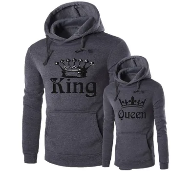 

2018 SPring King Queen Printed Hoodies Women Men Sweatshirt Lovers Couples Hooded Hoodies Sweatshirt Casual Pullovers