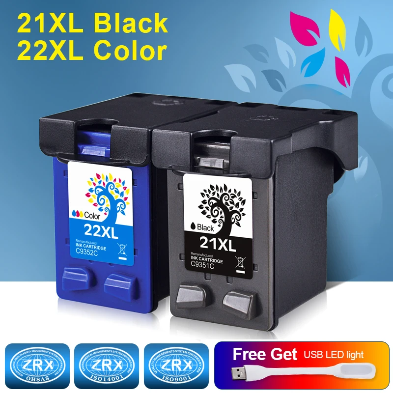 H&BO Re manufactured Ink Cartridge Replacement for HP21XL HP22XL C9351C C9352C for HP Deskjet 