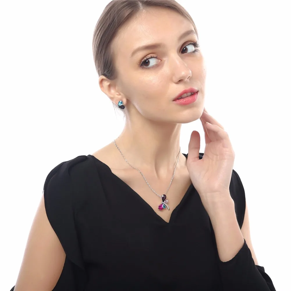Комплект из колье и серёг с австрийским кристаллом|jewelry box wedding rings|necklace hanging jewelry