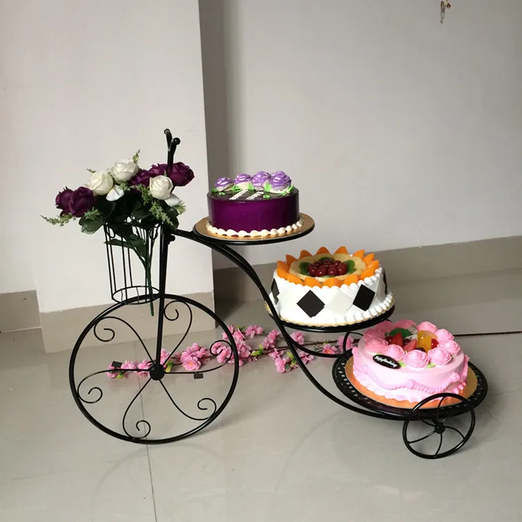 3 Tier Bicycle Shape Cupcake Stand Tray Rack Display Holder Desserts Decor Wedding Birthday Multilayer Desert Three Layer