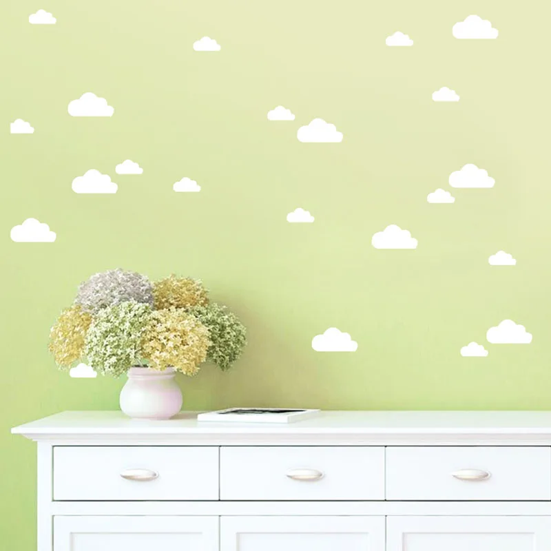 Мультяшные белые облака настенные наклейки для детей детские комнаты детские украшения самоклеящиеся наклейки на стены виниловые художественные обои - Цвет: White