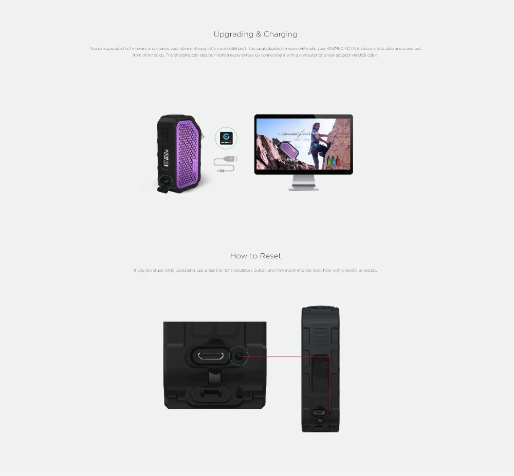 Original Wismec Active Bluetooth Music TC Box MOD 80W with 2100mah Battery Fit AMOR NSE Tank Electronic Cigarette Mod Vape 01 (7)