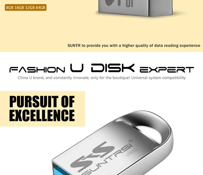 Suntrsi Флешка 128 Гб металлический USB флеш-накопитель 64 Гб мини-флешка 16 Гб USB 3,0 Высокоскоростная USB флешка Водонепроницаемая USB флешка