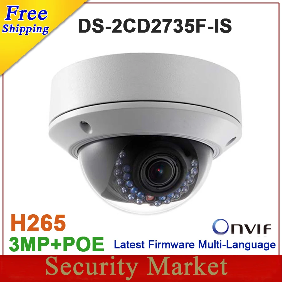 Original DS-2CD2735F-IS replace DS-2CD2732F-IS H265 H264 IP Camera Dome network camera support POE CCTV IP VF lens IPC