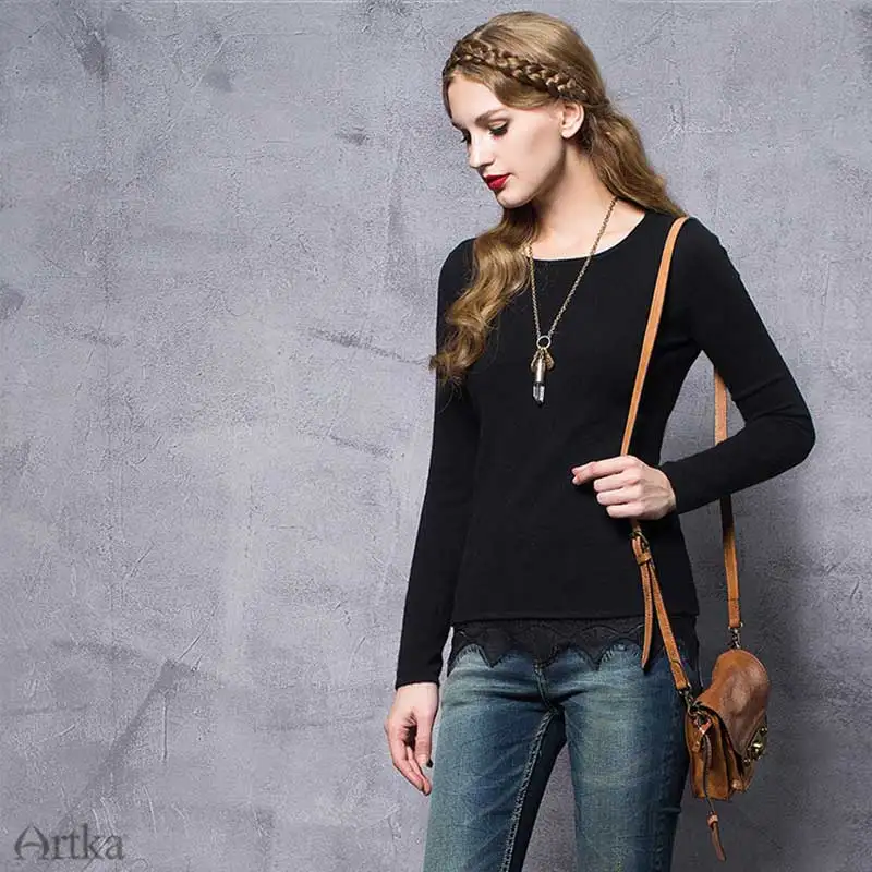 CLEARANCE ARTKA 2018 Winter New Women All-match Needle Shuttle Pattern Side Single 100% Cashmere Sweater 2 Color SC10263D | Женская
