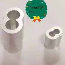 50 шт. диаметр 4 мм алюминиевые рукава овальный двойной отверстие для обжима провода веревки