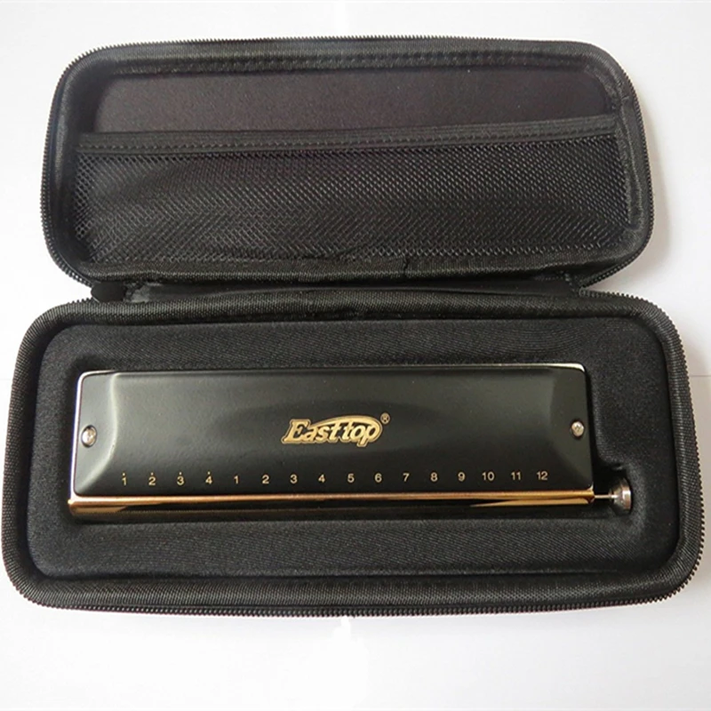Easttop Brass Harmonica 16 Holes 64 Tunes Chromatic Harmonica brass