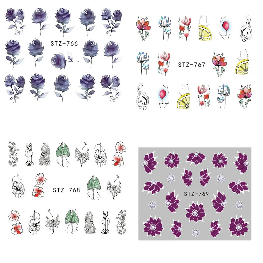 

New Arrival 1 Sheet Flower Nail Decal Plant Nail Art Transfer Sticker Nail Wraps Accessories DIY Decals