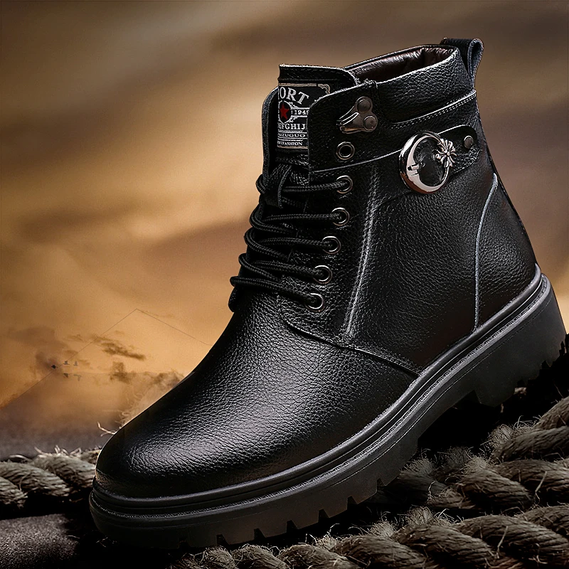 

OSCO Autumn Winter Leather Men Boots Fashion Men's Martin Boots Men Casual Short Boots Youth Shoes Male Cowhide