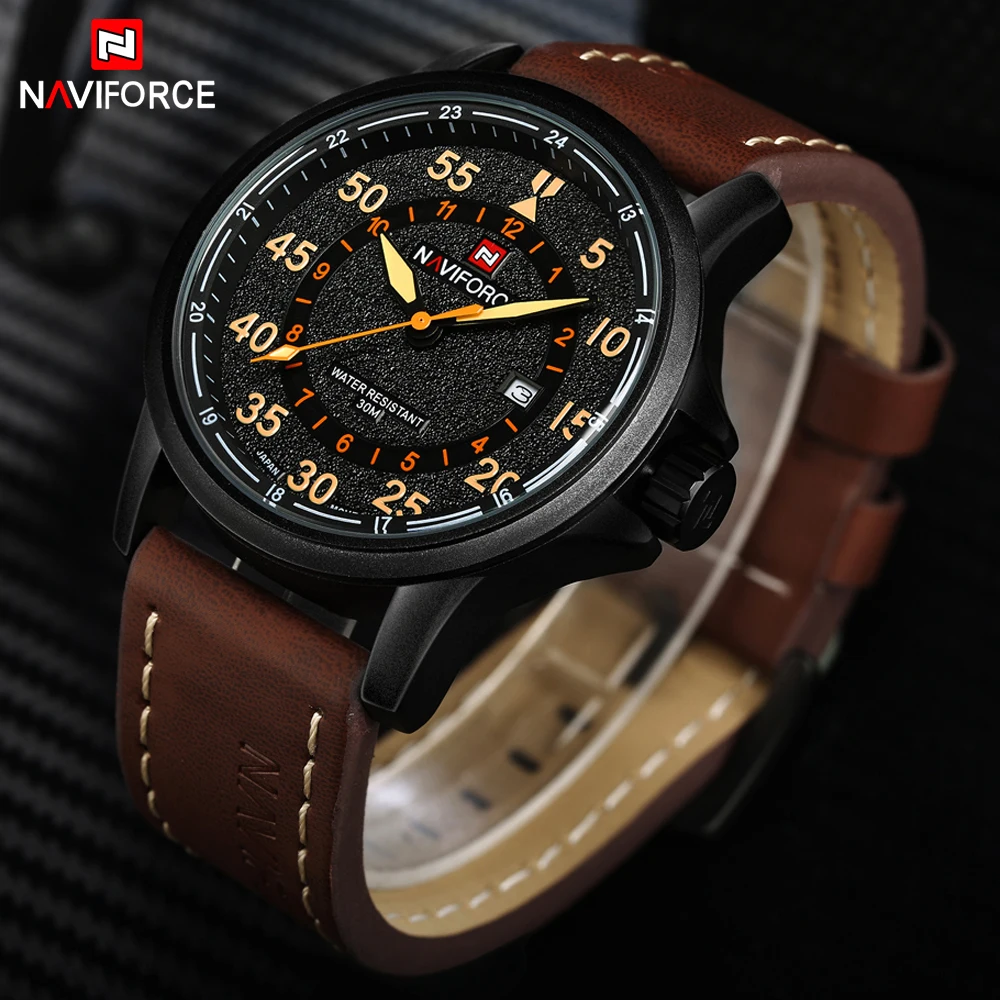 

NAVIFORCE Top Luxury Men's Watch Fashion Casual Men Leather Hour Military Quartz Watches Japan Movt Male Clock Relogio Masculino