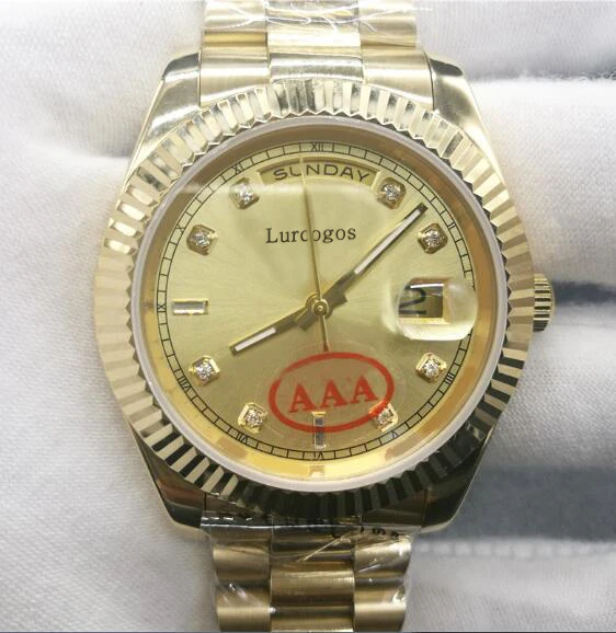 

5 colors gold watch diamonds number DAY DATE mechanical glide smooth 40mm mens AAA quality Wristwatches
