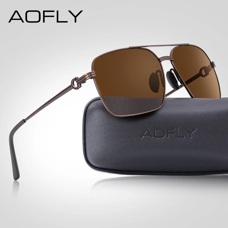 AOFLY, фирменный дизайн, классические поляризационные солнцезащитные очки для мужчин, очки для вождения, сплав, Ретро стиль, оправа, квадратные солнцезащитные очки, мужские zonnebril heren