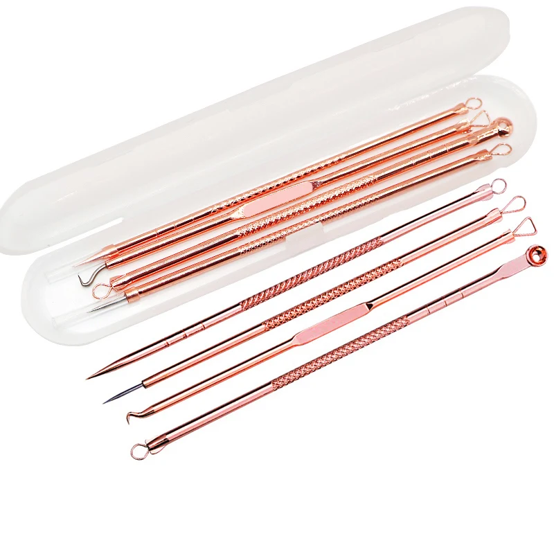 

5 Set Stainless Steel Blemish Whitehead Blackhead Comedone Pimples Acne Extractor Remover Tool Acne Needles Kit Spot Cleaner