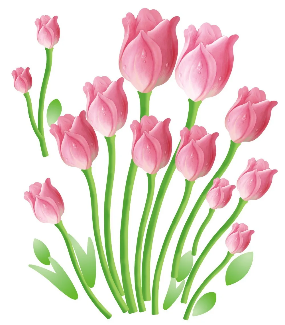 

Tulip Vinyl Wall Stickers 60*70cm Flowers Home Decoration Wall Decals for Kids Nursery Living Rooms Free Shipping