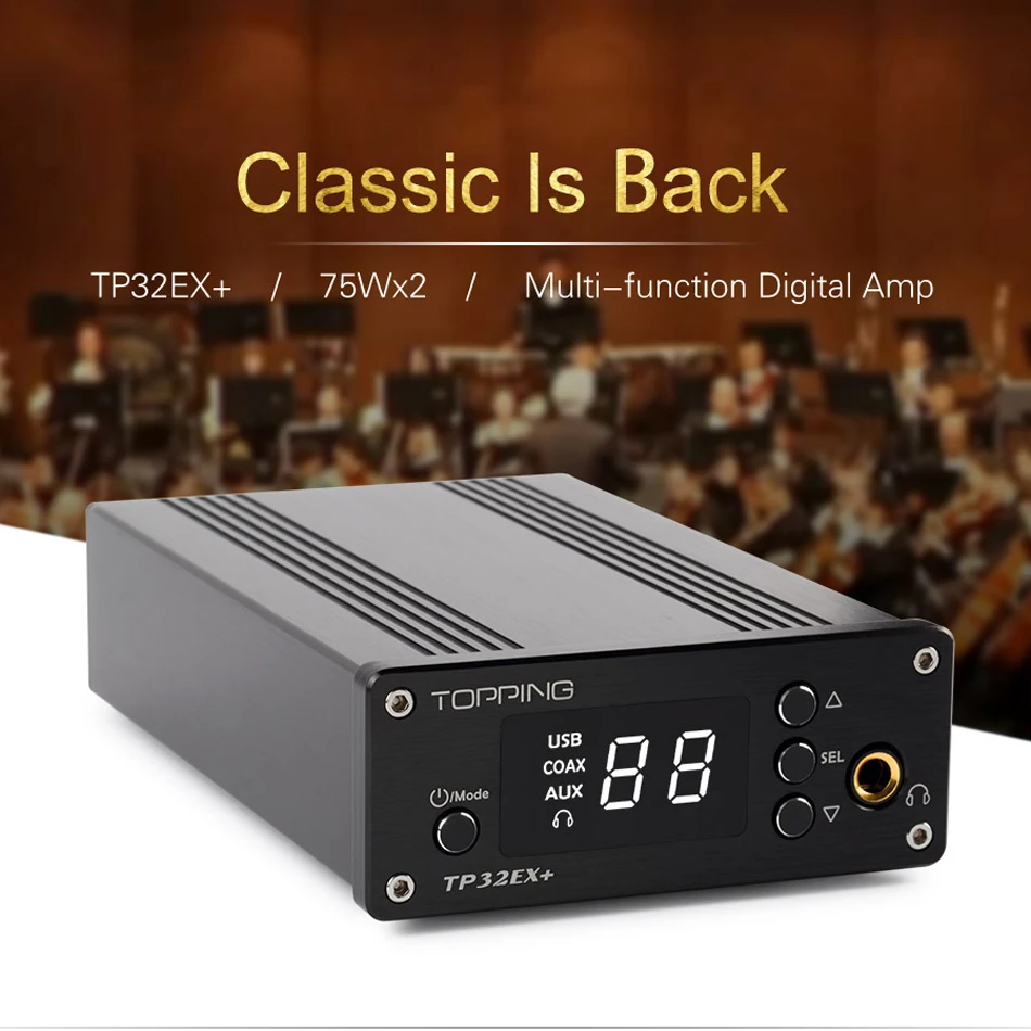 TOPPING TP32EX+ Digital Amp 75W*2 DAC Coaxial USB Power Amplifierin