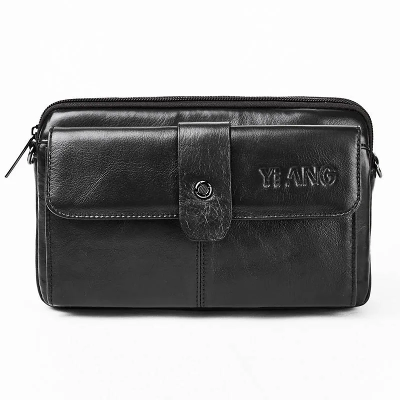 

BEAU-Yiang New Men Genuine Leather Hip Bum Belt Waist Bag Multi-Pocket Chest Pack Male Small Shoulder Bag Wallet Purse Fanny P