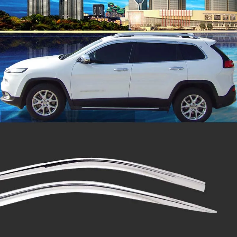 

1 Set Brand New Chrome Side Vent Sun Shade Window Visors Rain Guard Deflectors For Jeep Cherokee 2014-2018