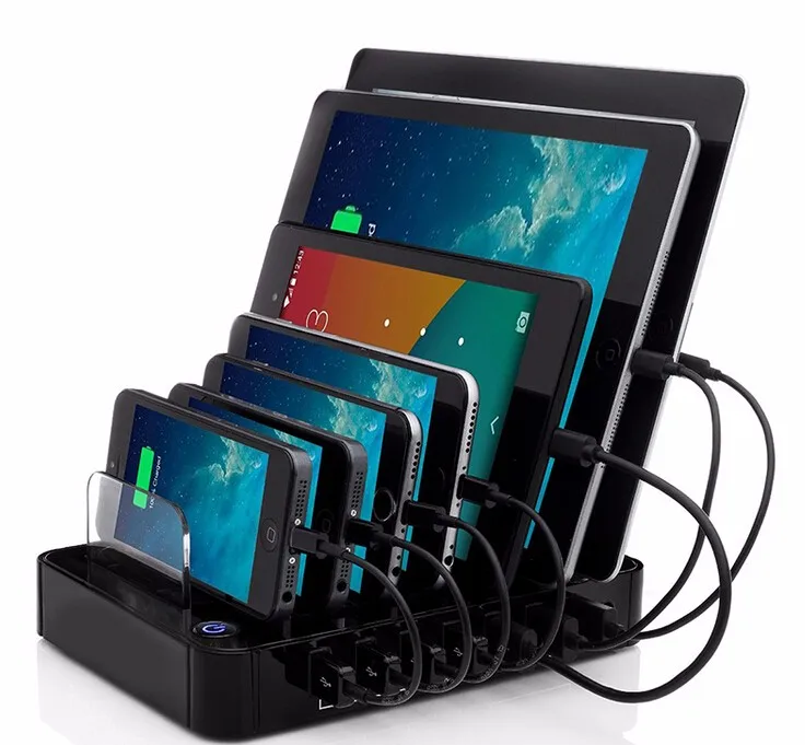 Многофункциональная зарядная станция USB черная 7 портовая зарядка 64 89 вт для