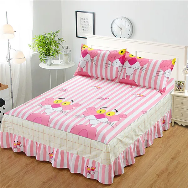 Buy Blue grey striped bed skirt single bedding set