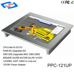 Шэньчжэнь Линь-Jiang изготовления на заказ Высокая производительность 12,1 "промышленных ПК все в одном Панель ПК с 4xcom RS485/RS422/RS232 Порты и разъёмы