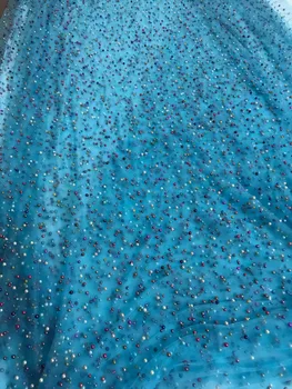 

Embroidery mesh fabric with full colorful beads fashionable tulle lace fabric Jolin-72807 for party dress