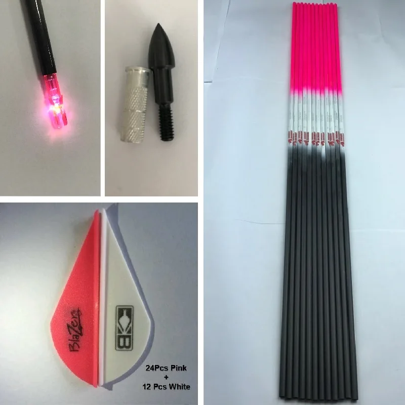 12Pcs-spine-300-340-400-500-600-ID-6-2mm-Pure-Carbon-Arrow-Shafts-Points-Insert (4)