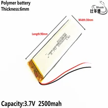 Хорошего качества литиевая батарея 3,7 в, 2500 мАч, 603090 полимерный литий-ионный/литий-ионный аккумулятор для игрушек, банк питания, gps, mp3, mp4