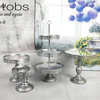 

1pcs-7pcs Mirror Silver Wedding Decoration Tier Cupcake Display Metal Cake Stand