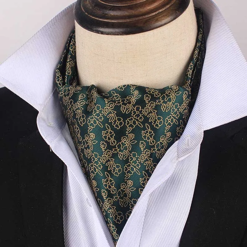 

Korean Silk Bridegroom Wedding Men Tuxedo Suit Green Royal Blue Red Purple Violet Flower Embroidery Neckerchief Scarf Tie Cravat