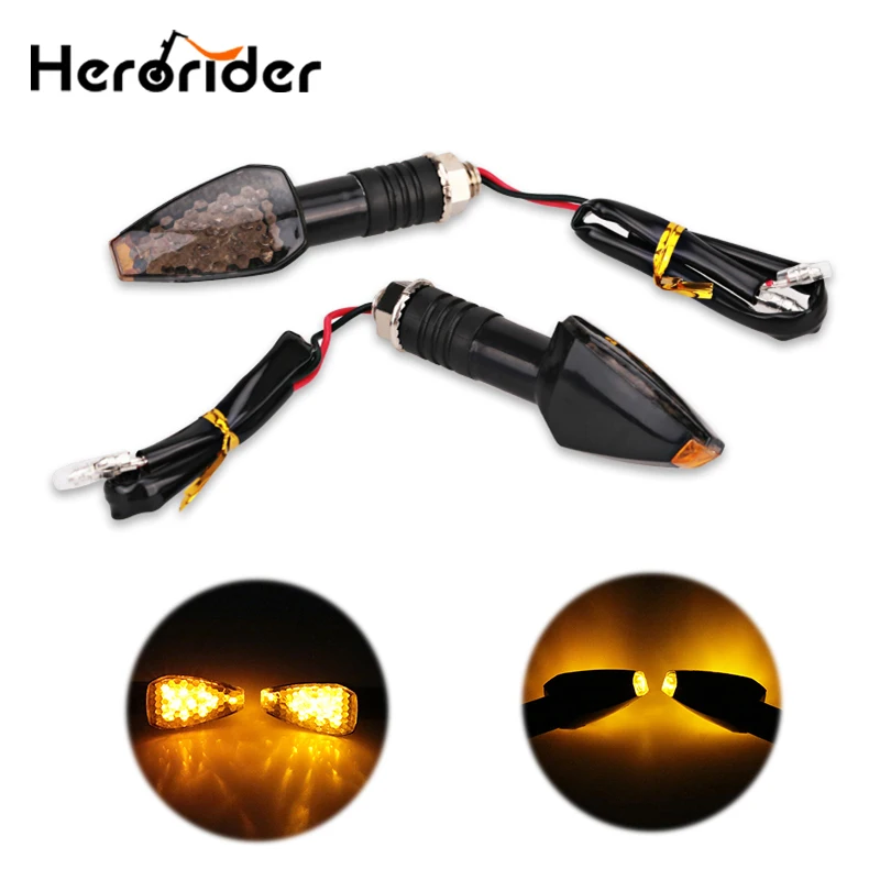 

2Pcs/1Pair Universal Amber Led Motorcycle Turn Signal Indicator Light Front Back Led Moto Motor Signal Turn Light Lamp Black