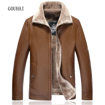 

XL-8XL Casual Solid Leather Jacket Mens Coat Thick 2019 Fashion Winter Jacket Men Leather Jackets Male Plus Size Top Quality