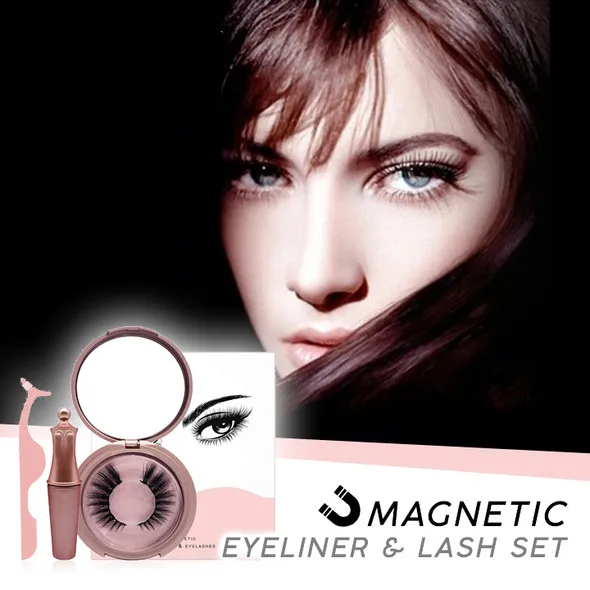 

New Hot Magnetic Eyeliner & False Eyelash Set Waterproof Long Lasting Eyeliner & Magnetic False Eyelashes & Tweezer Set As Gift