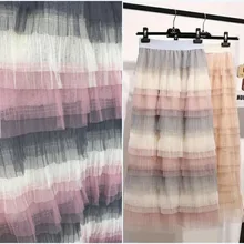 Новое поступление розовый/слоновая кость/серый многоцветная многослойная сетчатая кружевная ткань 51," широкий Тюль Ткань для женского платья, шитье ремесло