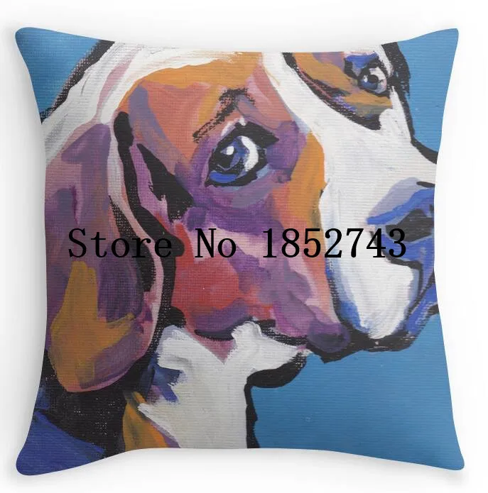 Cool Beagle Dog Bright colorful pop dog art Double size Printing Square