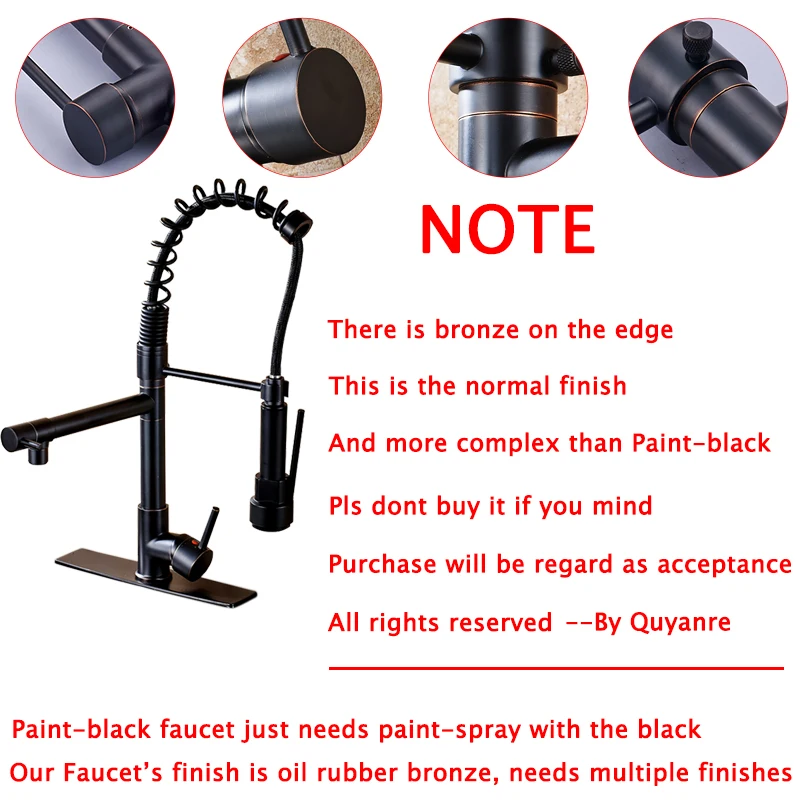  Blackend Spring Kitchen Faucet Pull out Side Sprayer Dual Spout Single Handle Mixer Tap Sink Faucet - 32815920315