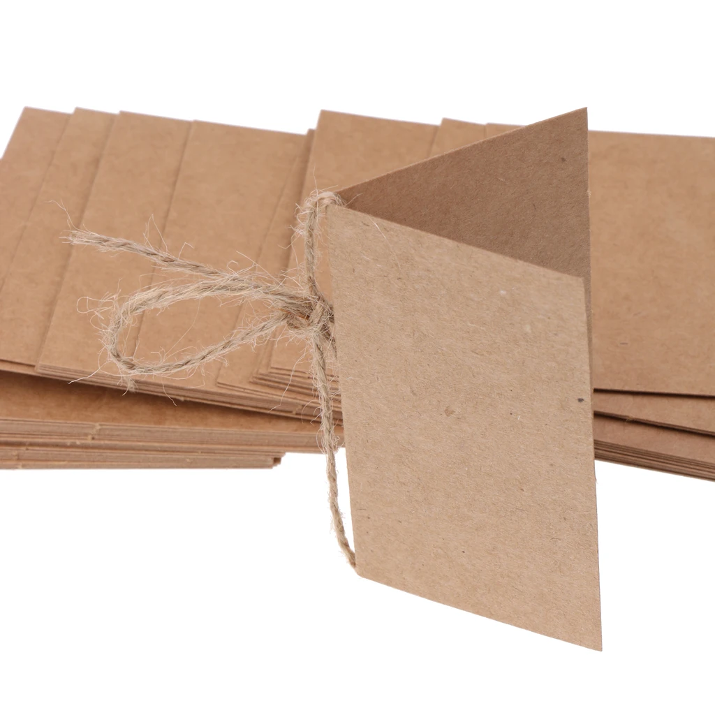 50 Pieces Kraft Paper Blank Place Name Card Rustic Wedding Table Card Twine Bow Wedding Birthday Party Table Card Waterproof 