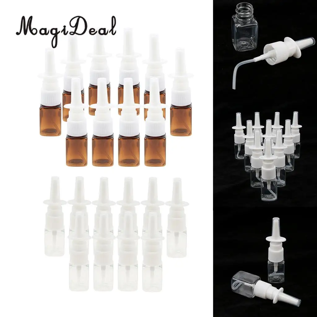 20pcs Square Plastic Empty Refillable Nasal Spray Bottles for Travel Party School Outdoor Trip  10ml