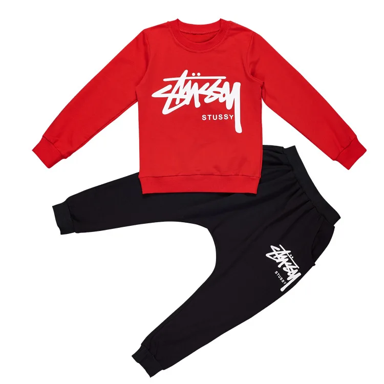 

Children's clothing set 2019 spring and autumn new cotton long sleeve suit letter shirt + pants baby clothes 3-10 years old