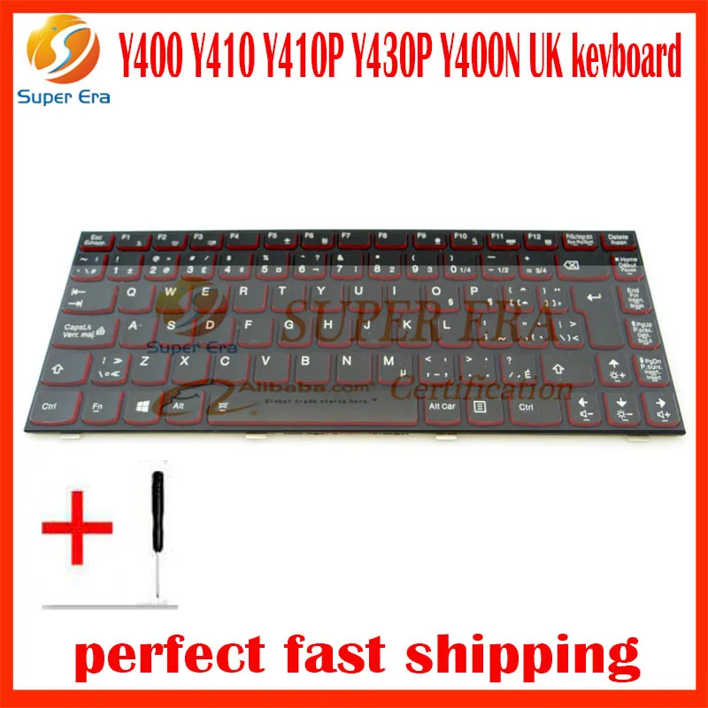 

5pcs/lot UK keyboard with backlight for lenovo Y400 Y410 Y410P Y430P Y400N UK keyboard clavier with backlight with screw driver