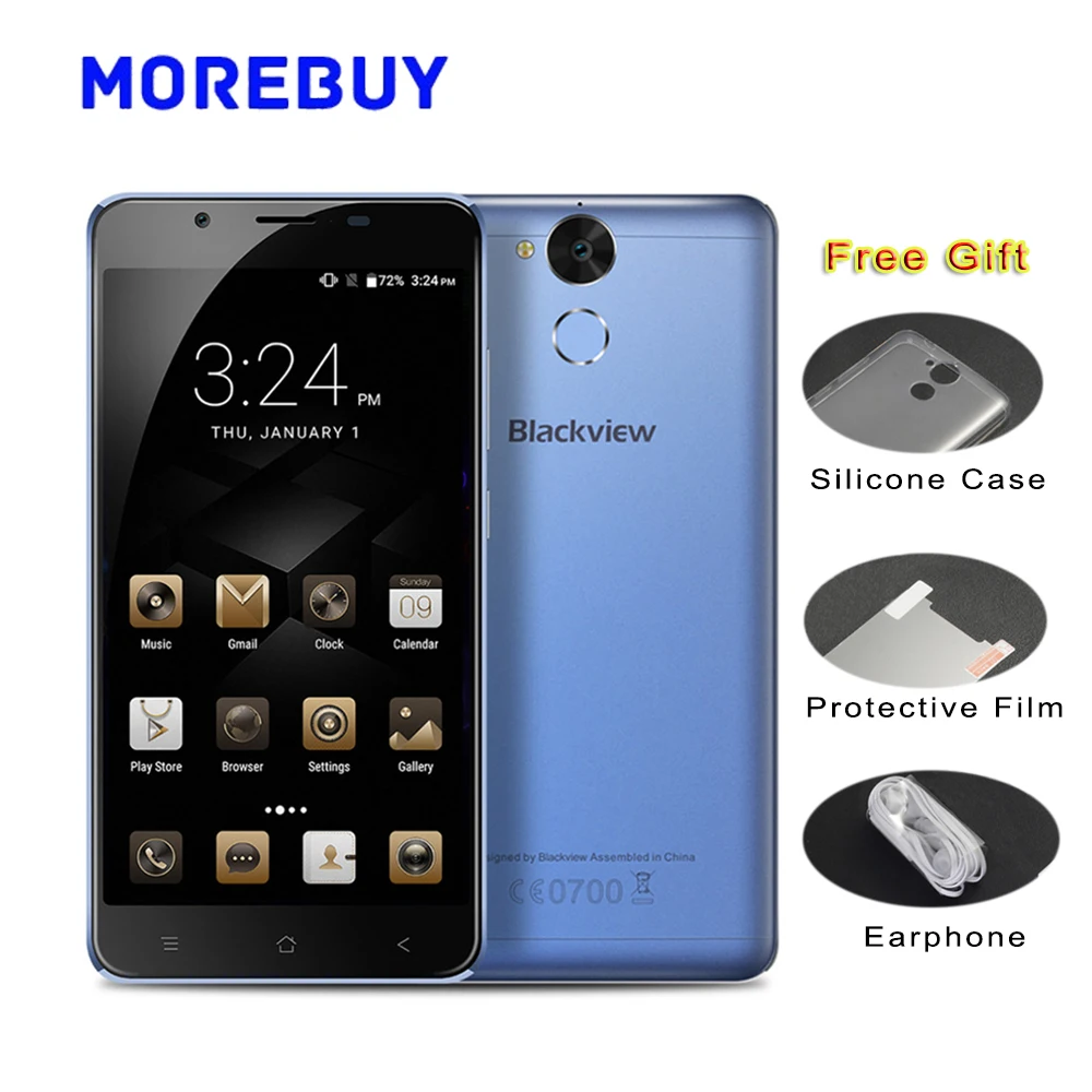 Blackview P2 Lite Fingerprint Smartphone MTK6753 1 3GHz Octa Core Android 7 0 Mobile Phones 5500mAh