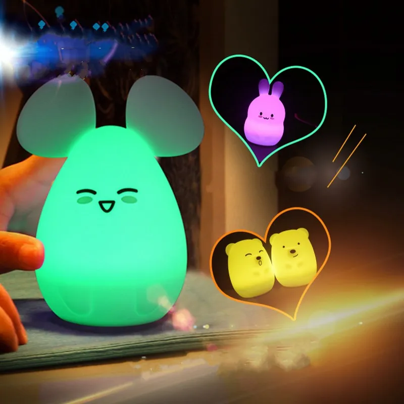 

FENGLAIYI Bear/Bunny Cute Silicon USB Charging LED Touch Tap Night Lights Children's Bedroom Night Lights Children's Gifts Lamp