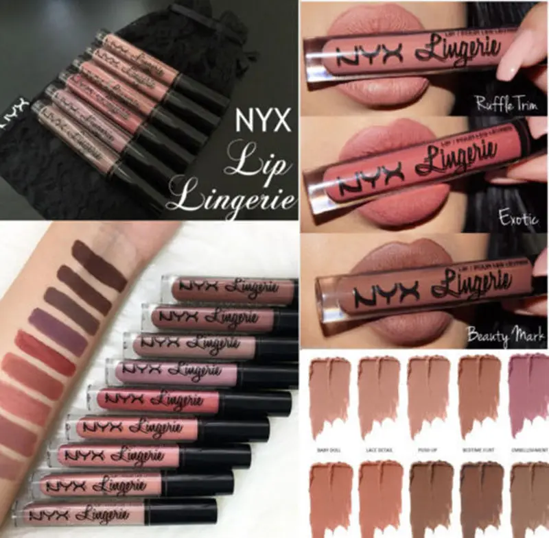 Online NYX Lingerie Matte Lipstik Tahan Air Lip Gloss Makeup Matte Lip Gloss 12 Warna Membuat Warna Bibir Maquiagem Gratis pengiriman Jual NYX Lingerie Matte Lipstik Tahan Air Lip Gloss Makeup Matte Lip Gloss 12 Warna Membuat Warna Bibir Maquiagem Gratis pengiriman