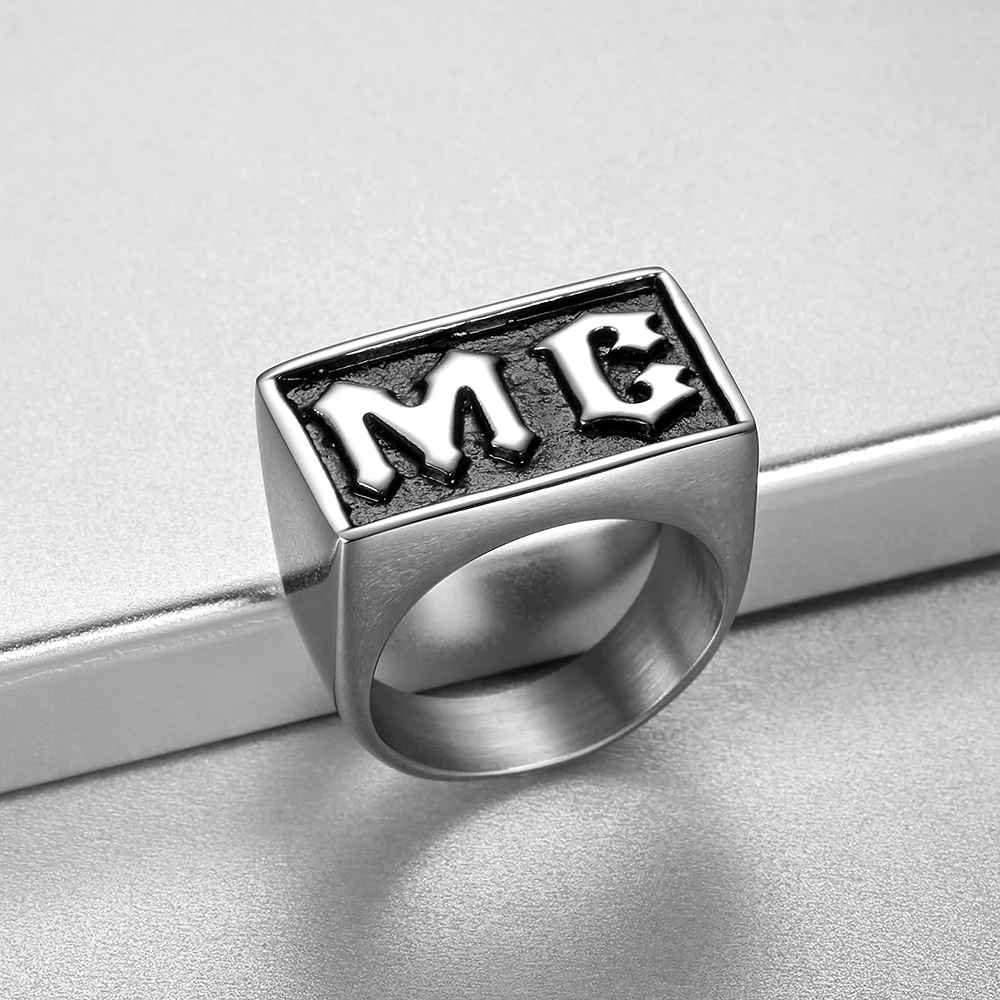 stainless steel band club motorcycle MC biker rings fashion boys MC rings  (3)