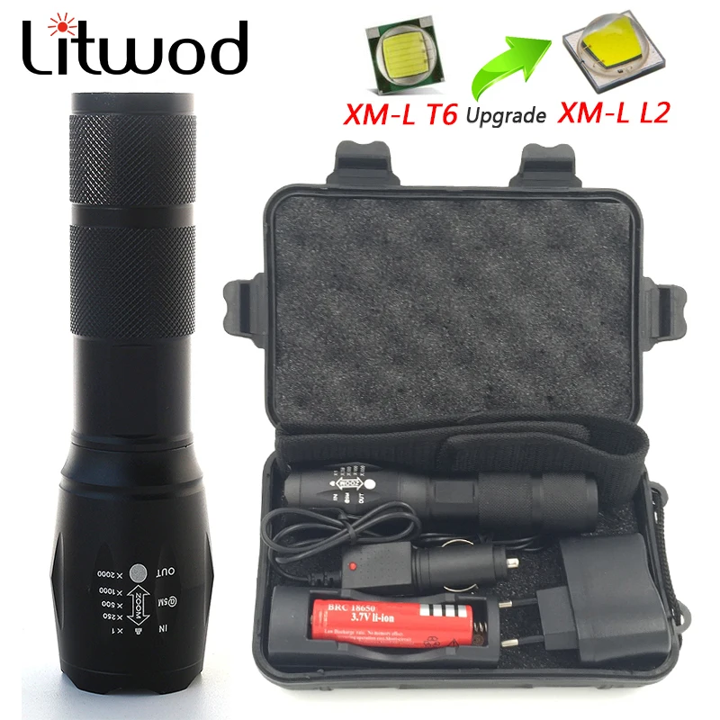 

Z10 A100 XM-L T6/L2 led flashlight torch search lanterna 5000Lum zoomable tactical flashlight self defense bicycle light lamp