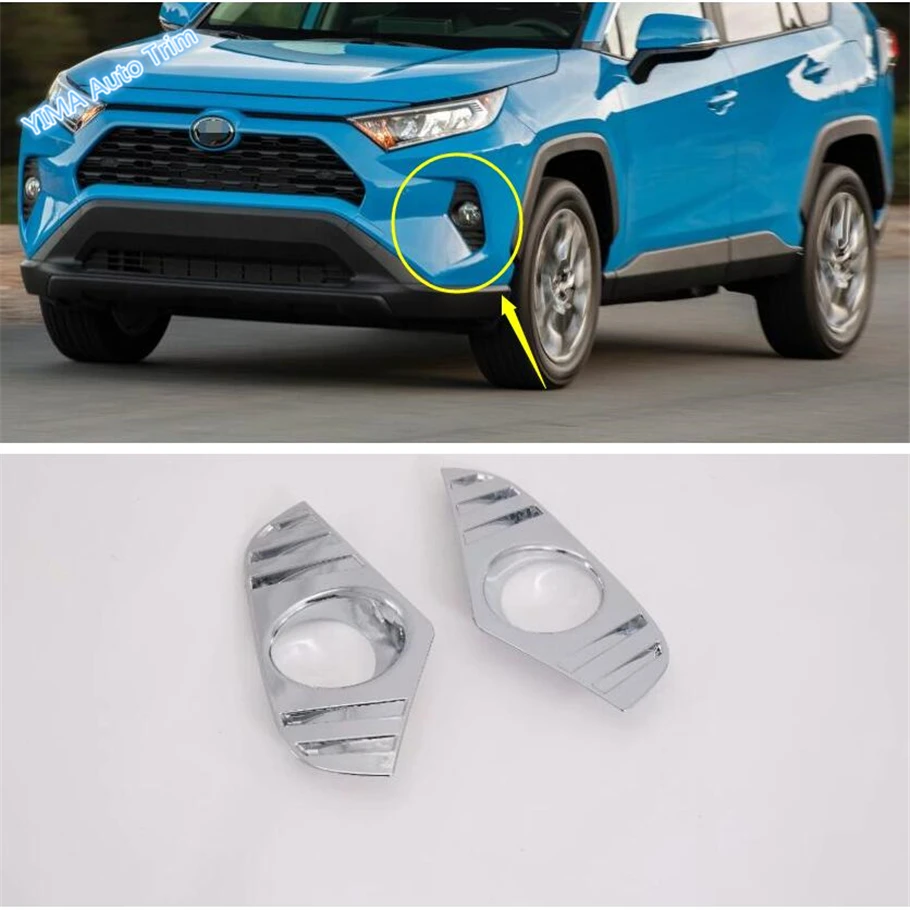 

Lapetus Car Styling Front Fog Lights Foglight Lamp Frame Cover Trim ABS Chrome Carbon Fiber Style Fit For TOYOTA RAV4 RAV 4 2019