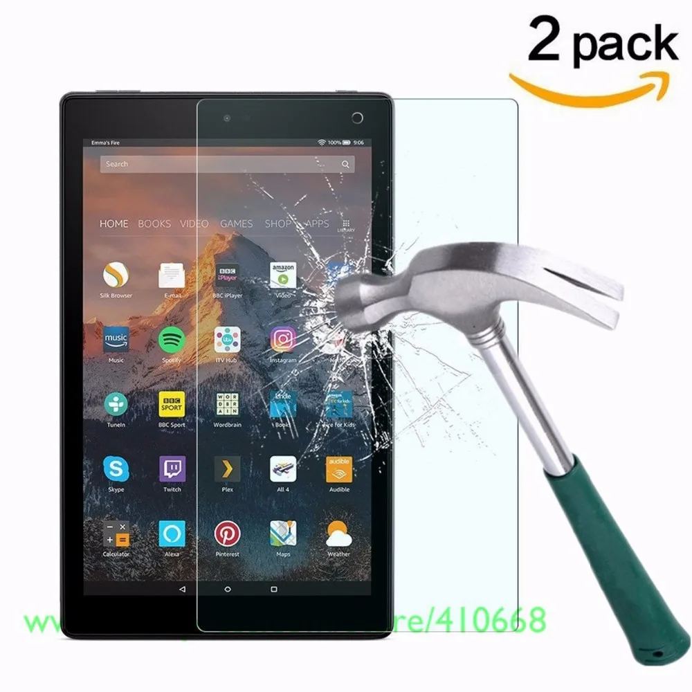 2 PCS Tempered Glass For Amazon Fire HD 10 (2017) HD10 2017 10.1