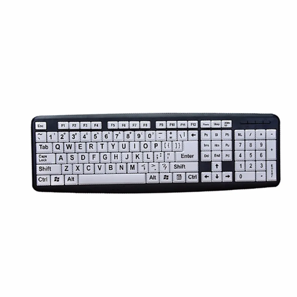 Русская клавиатура с большой печатью USB клавиатура с черными буквами и белыми клавишами для пожилых людей с низким зрением для IOS/Android/Windows El teclado# G - Цвет: Black