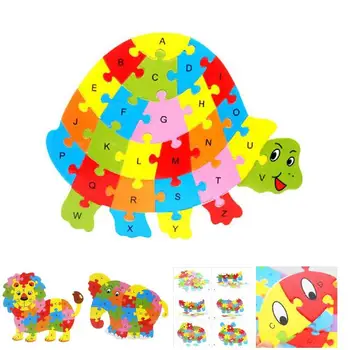 

Wooden Butterfly Lions Animal Shape Alphabet Puzzle Jigsaw Safety Building Puzzle Raise Memory Kid Toys AN88